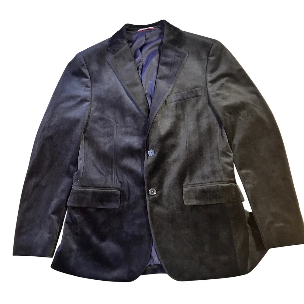 Tommy Hilfiger‎ Men's Black Velvet Blazer Jacket Sport Coat 38R